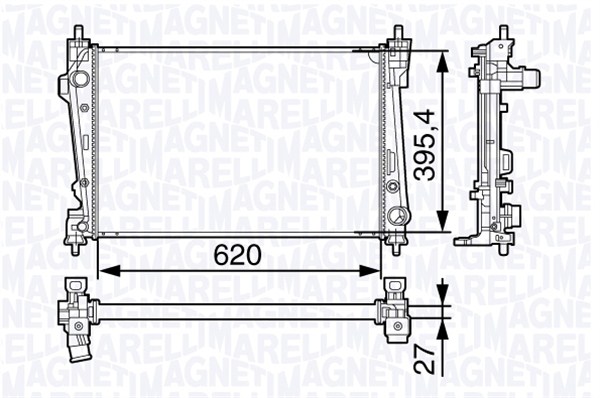 Radiatore, Raffreddamento motore - 350213131200 MAGNETI MARELLI