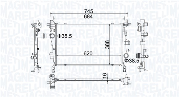 Radiator, engine cooling - 350214400000 MAGNETI MARELLI