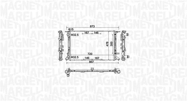 Radiatore, Raffreddamento motore - 350213152100 MAGNETI MARELLI
