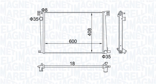 Radiatore, Raffreddamento motore - 350213168600 MAGNETI MARELLI