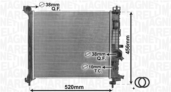 Radiator, engine cooling - 350213168800 MAGNETI MARELLI