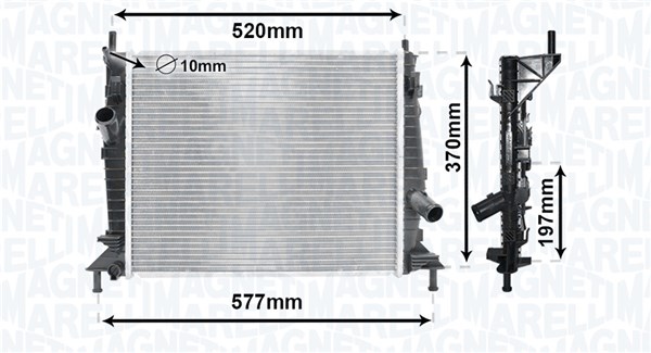 Radiator, engine cooling - 350213169900 MAGNETI MARELLI