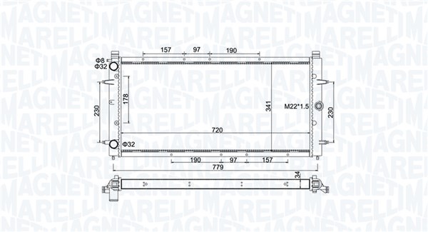 Радиатор, охлаждение двигателя - 350213174600 MAGNETI MARELLI