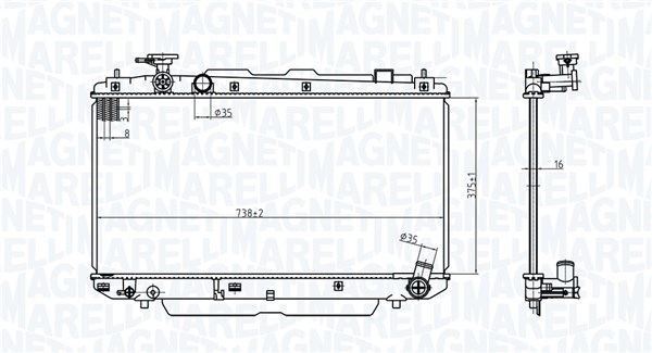 Radiator, engine cooling - 350213176500 MAGNETI MARELLI