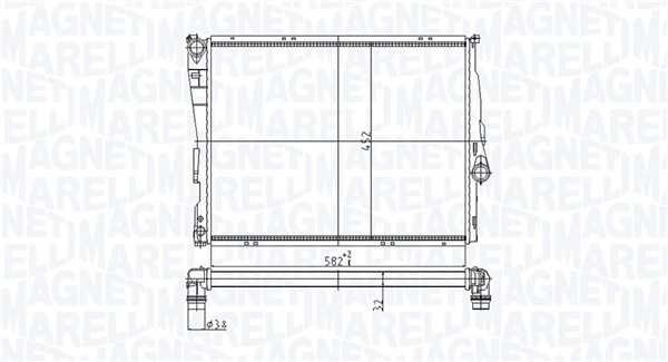 Radiator, engine cooling - 350213176800 MAGNETI MARELLI
