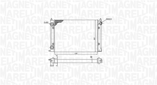 Radiator, engine cooling - 350213187400 MAGNETI MARELLI
