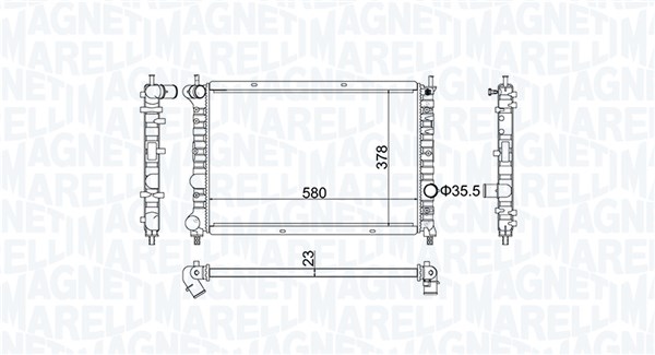 Radiator, engine cooling - 350213192100 MAGNETI MARELLI