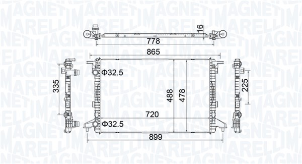 Radiator, engine cooling - 350213201900 MAGNETI MARELLI