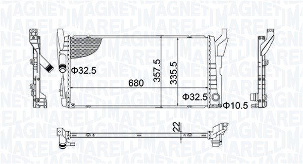 Radiator, engine cooling - 350213202900 MAGNETI MARELLI
