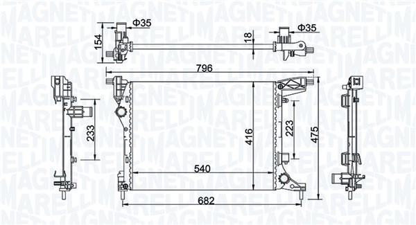 Radiatore, Raffreddamento motore - 350213203300 MAGNETI MARELLI