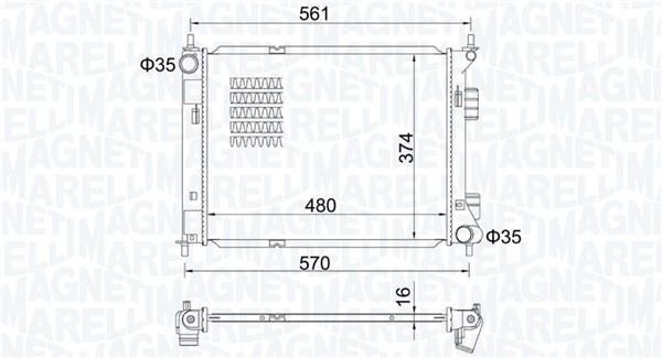 Radiator, engine cooling - 350213204500 MAGNETI MARELLI