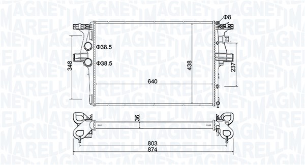 Radiator, engine cooling - 350213204600 MAGNETI MARELLI