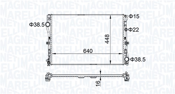Radiator, engine cooling - 350213205400 MAGNETI MARELLI