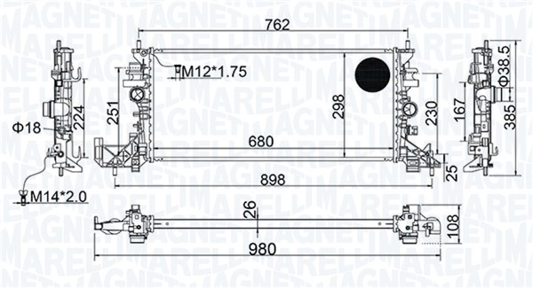 radiatorius, variklio aušinimas - 350213206700 MAGNETI MARELLI