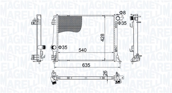 Radiator, engine cooling - 350213207400 MAGNETI MARELLI