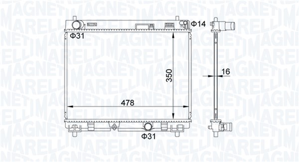 Radiatore, Raffreddamento motore - 350213208200 MAGNETI MARELLI