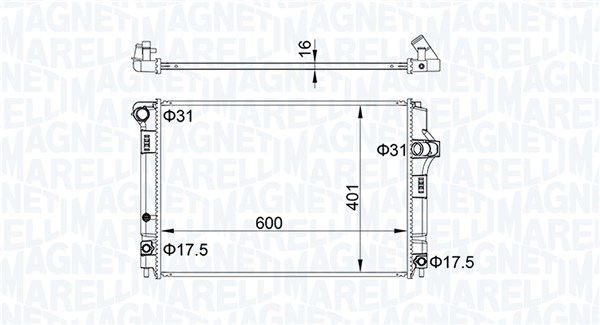 Radiator, engine cooling - 350213208300 MAGNETI MARELLI