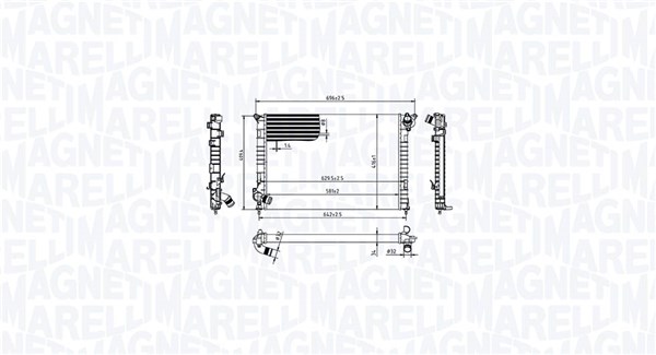 Radiator, engine cooling - 350213212700 MAGNETI MARELLI