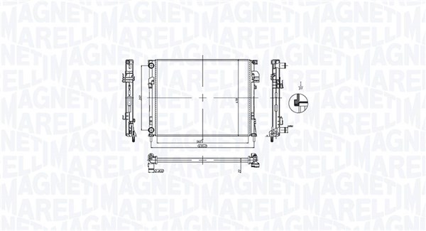 Radiator, engine cooling - 350213212900 MAGNETI MARELLI