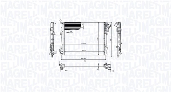 Radiator, engine cooling - 350213213600 MAGNETI MARELLI