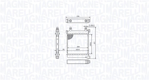 Radiatore, Raffreddamento motore - 350213214500 MAGNETI MARELLI
