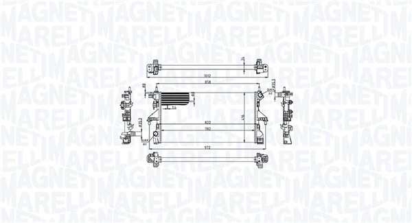 Radiator, engine cooling - 350213215100 MAGNETI MARELLI