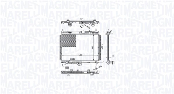 Radiatore, Raffreddamento motore - 350213215500 MAGNETI MARELLI