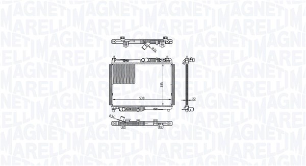 Radiator, engine cooling - 350213215600 MAGNETI MARELLI