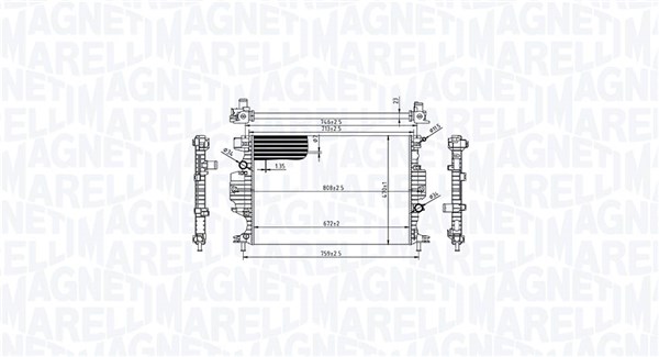 Radiator, engine cooling - 350213215800 MAGNETI MARELLI