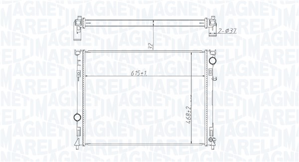 Radiator, engine cooling - 350213221400 MAGNETI MARELLI
