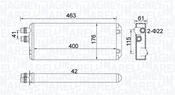 Scambiatore calore, Riscaldamento abitacolo - 350218325000 MAGNETI MARELLI