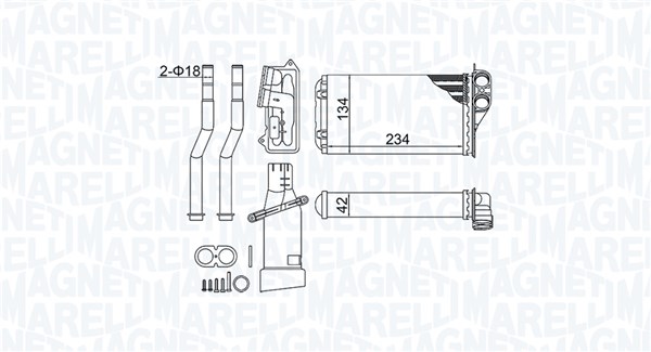 Heat Exchanger, interior heating - 350218466000 MAGNETI MARELLI