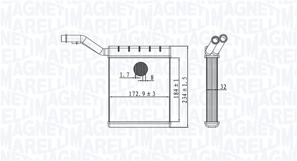 Scambiatore calore, Riscaldamento abitacolo - 350218480000 MAGNETI MARELLI