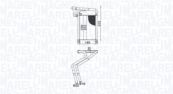 Heat Exchanger, interior heating - 350218488000 MAGNETI MARELLI