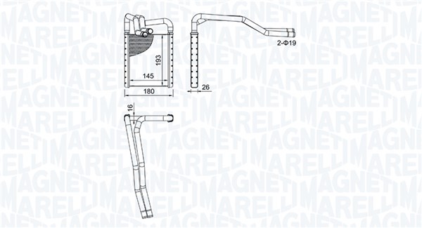 Heat Exchanger, interior heating - 350218508000 MAGNETI MARELLI
