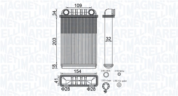 Heat Exchanger, interior heating - 350218512000 MAGNETI MARELLI