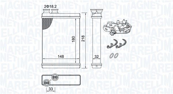 Heat Exchanger, interior heating - 350218515000 MAGNETI MARELLI