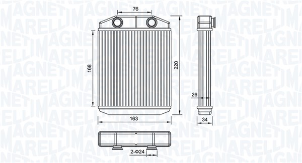 Heat Exchanger, interior heating - 350218516000 MAGNETI MARELLI