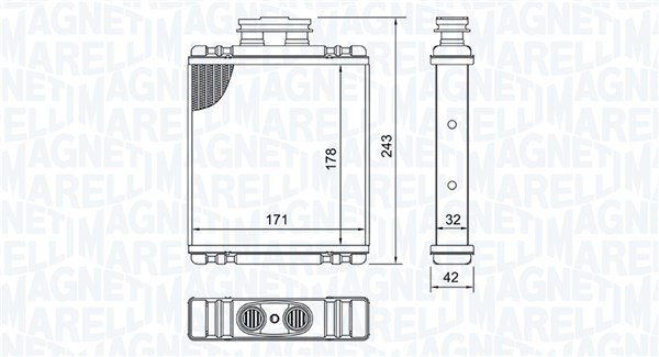 Scambiatore calore, Riscaldamento abitacolo - 350218517000 MAGNETI MARELLI