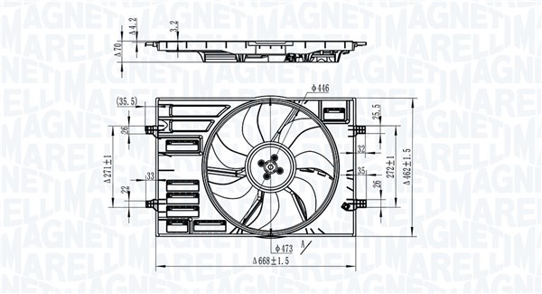 Ventola, Raffreddamento motore - 069422828010 MAGNETI MARELLI