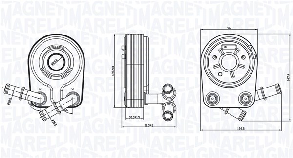 Oil Cooler, engine oil - 350300000100 MAGNETI MARELLI