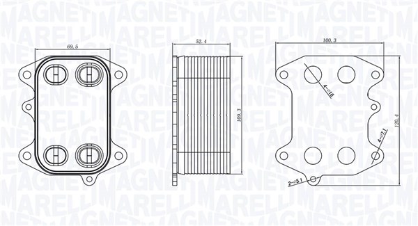 Oil Cooler, engine oil - 350300003300 MAGNETI MARELLI