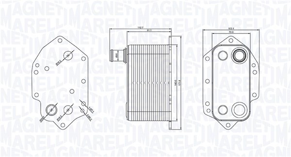 Oil Cooler, engine oil - 350300004000 MAGNETI MARELLI