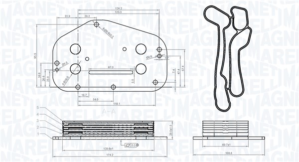 Oil Cooler, engine oil - 350300004500 MAGNETI MARELLI