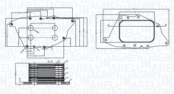 Oil Cooler, engine oil - 350300004900 MAGNETI MARELLI