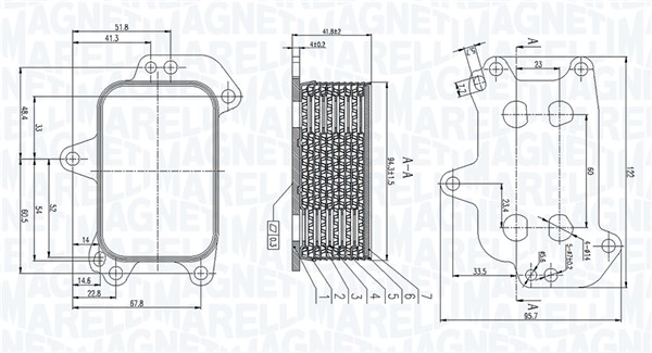 Oil Cooler, engine oil - 350300005100 MAGNETI MARELLI