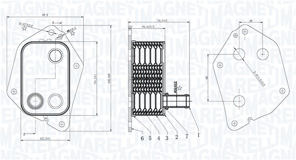 Oil Cooler, engine oil - 350300006000 MAGNETI MARELLI