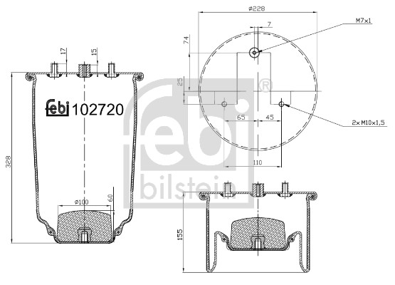 Soffietto, Sospensione pneumatica - 102720 FEBI BILSTEIN