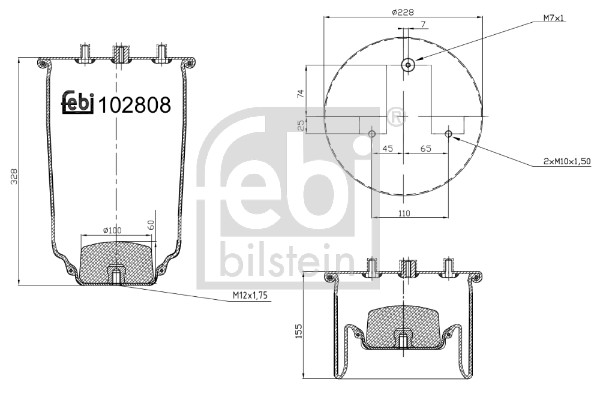 Soffietto, Sospensione pneumatica - 102808 FEBI BILSTEIN