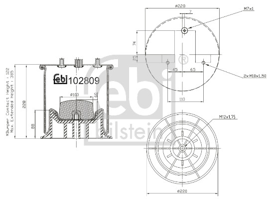 Soffietto, Sospensione pneumatica - 102809 FEBI BILSTEIN